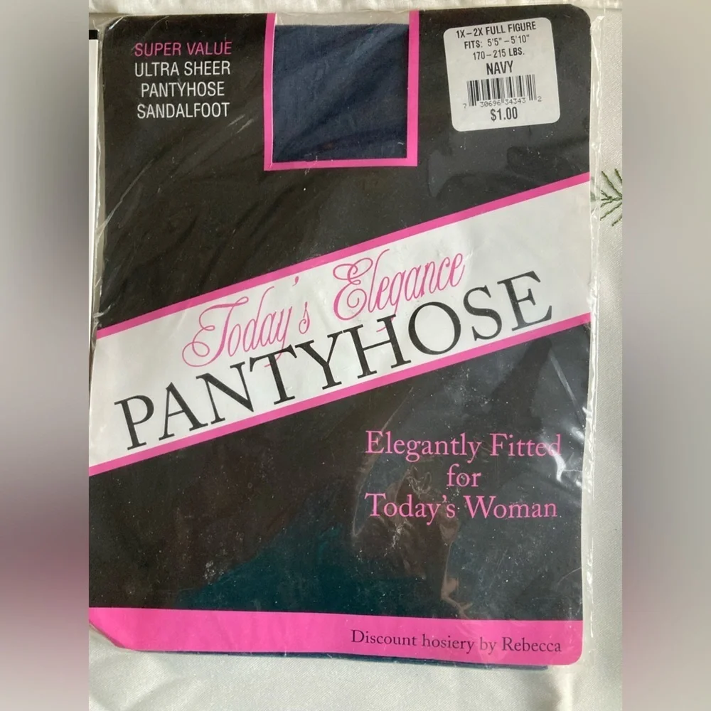 Vintage Lot Of Ladies Pantyhose Queen Size Navy Black Lt Beige Ivory